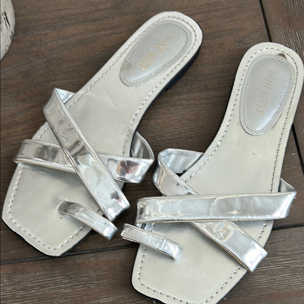 Nine West Metallic Silver Sandals